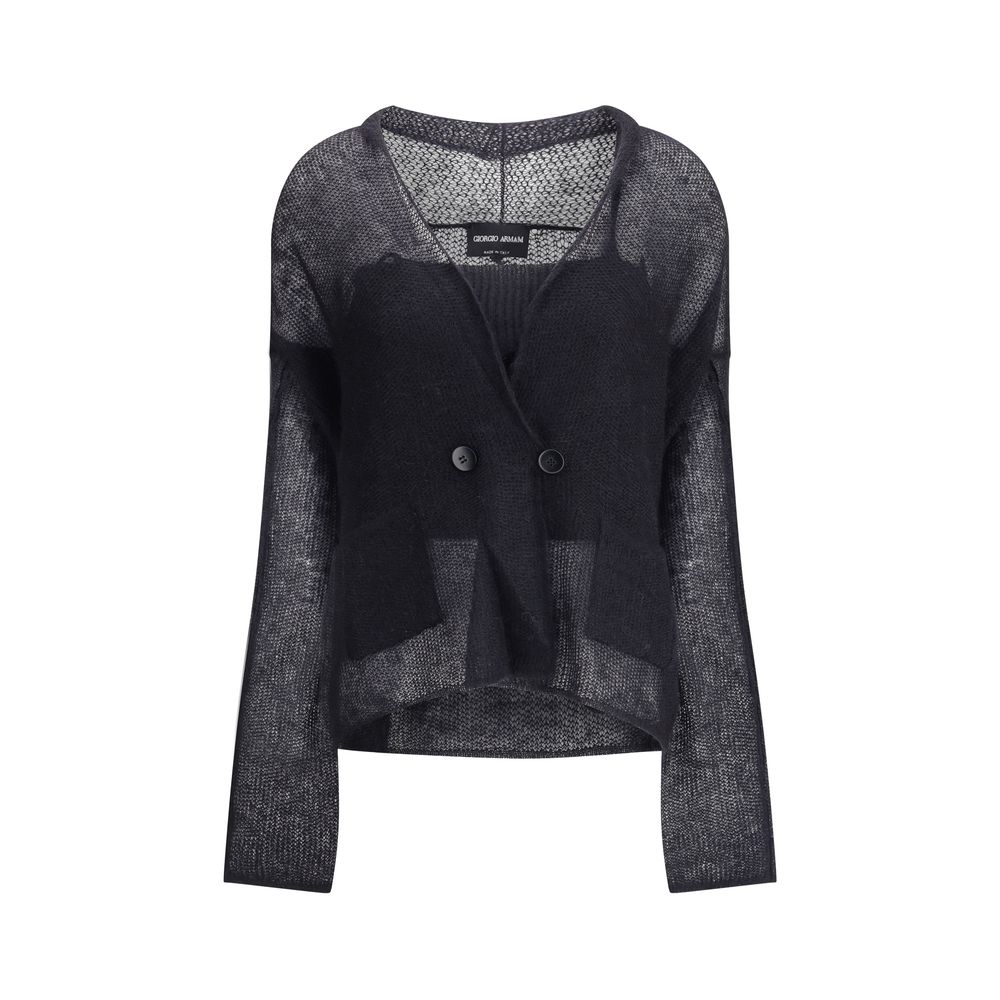 Giorgio Armani Dubbelrijs vest en top in een mix van wol en mohair Twinset