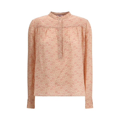Kristina Ti Blouse met bladerprint en verfijnde opstaande kraag