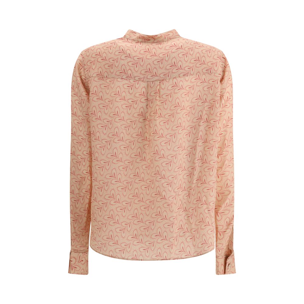 Kristina Ti Blouse met bladerprint en verfijnde opstaande kraag