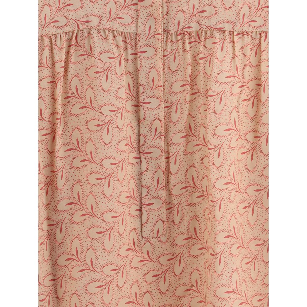 Kristina Ti Blouse met bladerprint en verfijnde opstaande kraag