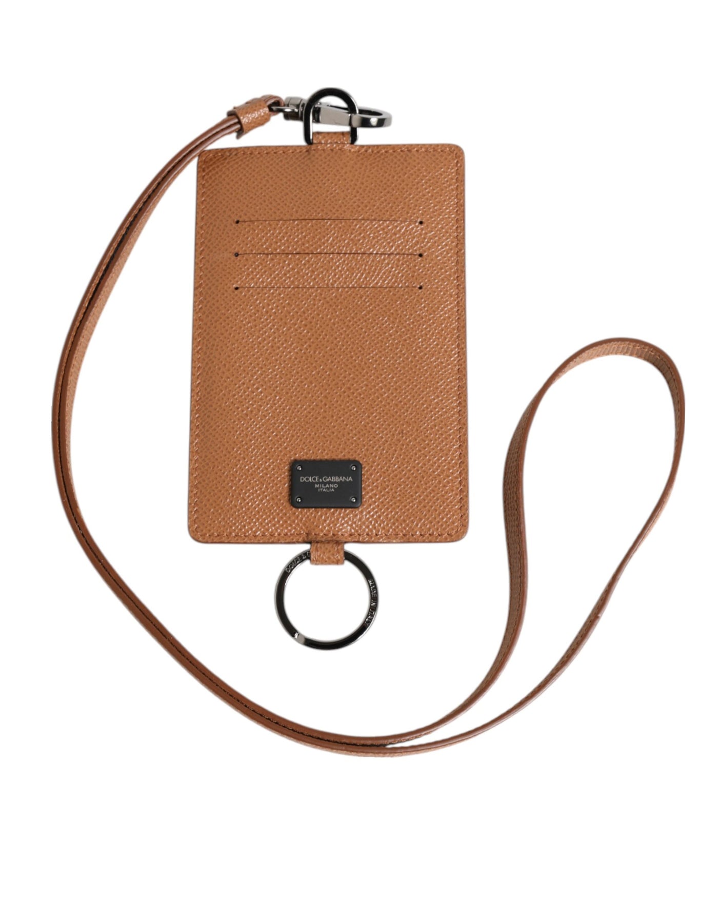 Dolce & Gabbana Dark Brown Leather Lanyard Logo Card Holder Men Wallet