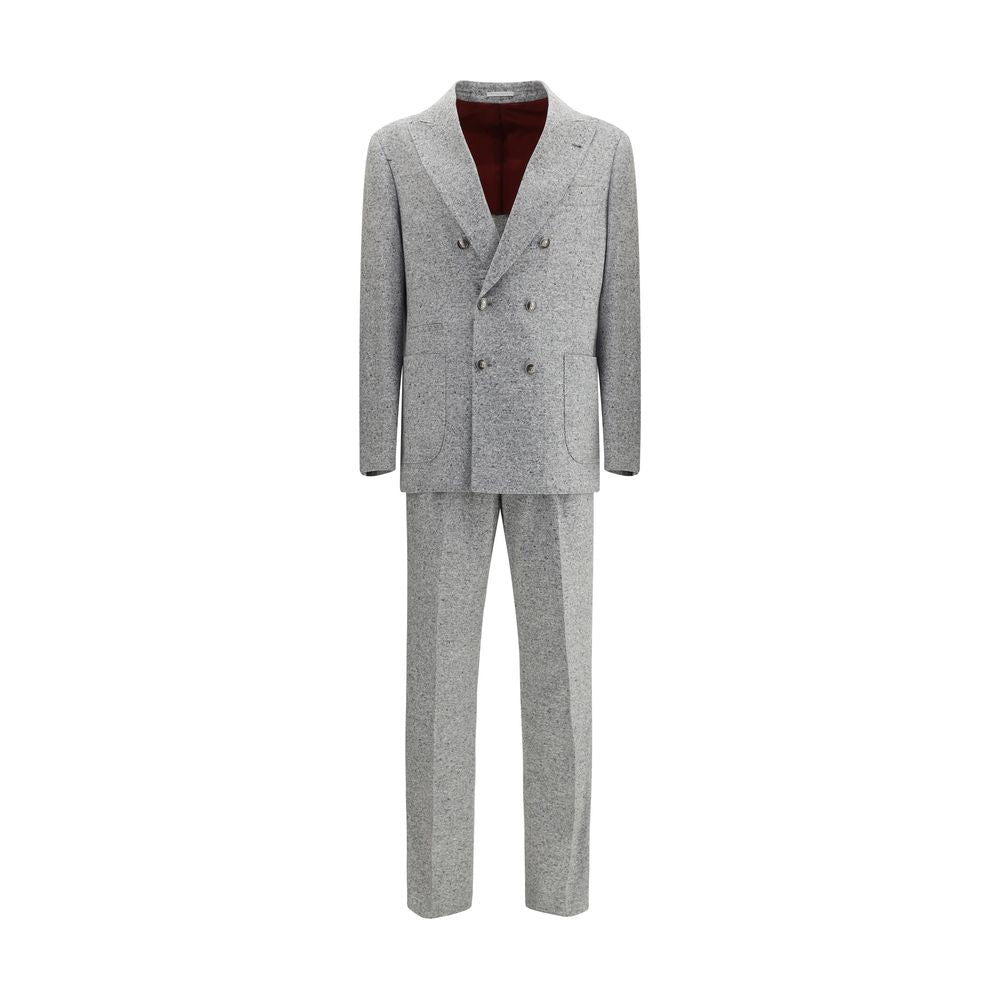 Costume grisaille boutonné en laine et cachemire Brunello Cucinelli