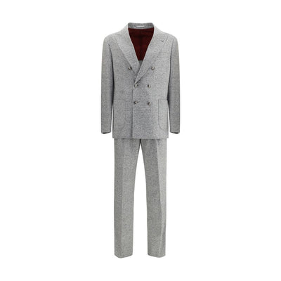Costume grisaille boutonné en laine et cachemire Brunello Cucinelli