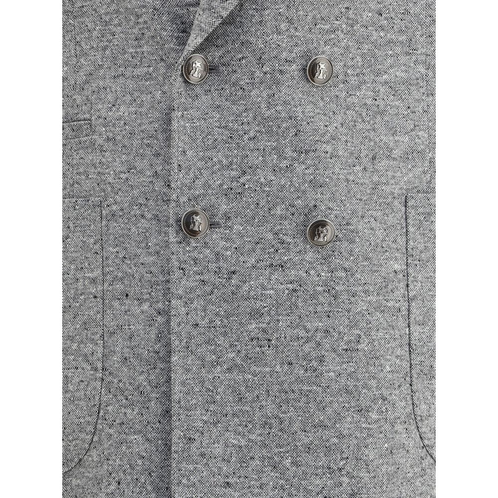 Costume grisaille boutonné en laine et cachemire Brunello Cucinelli