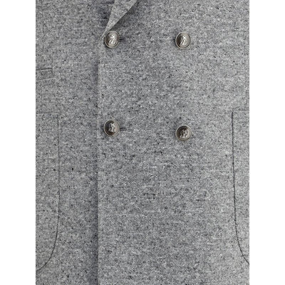 Costume grisaille boutonné en laine et cachemire Brunello Cucinelli