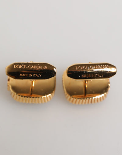 Dolce & Gabbana Gold Malachite Green Stone Square Men's Accessory Cufflink