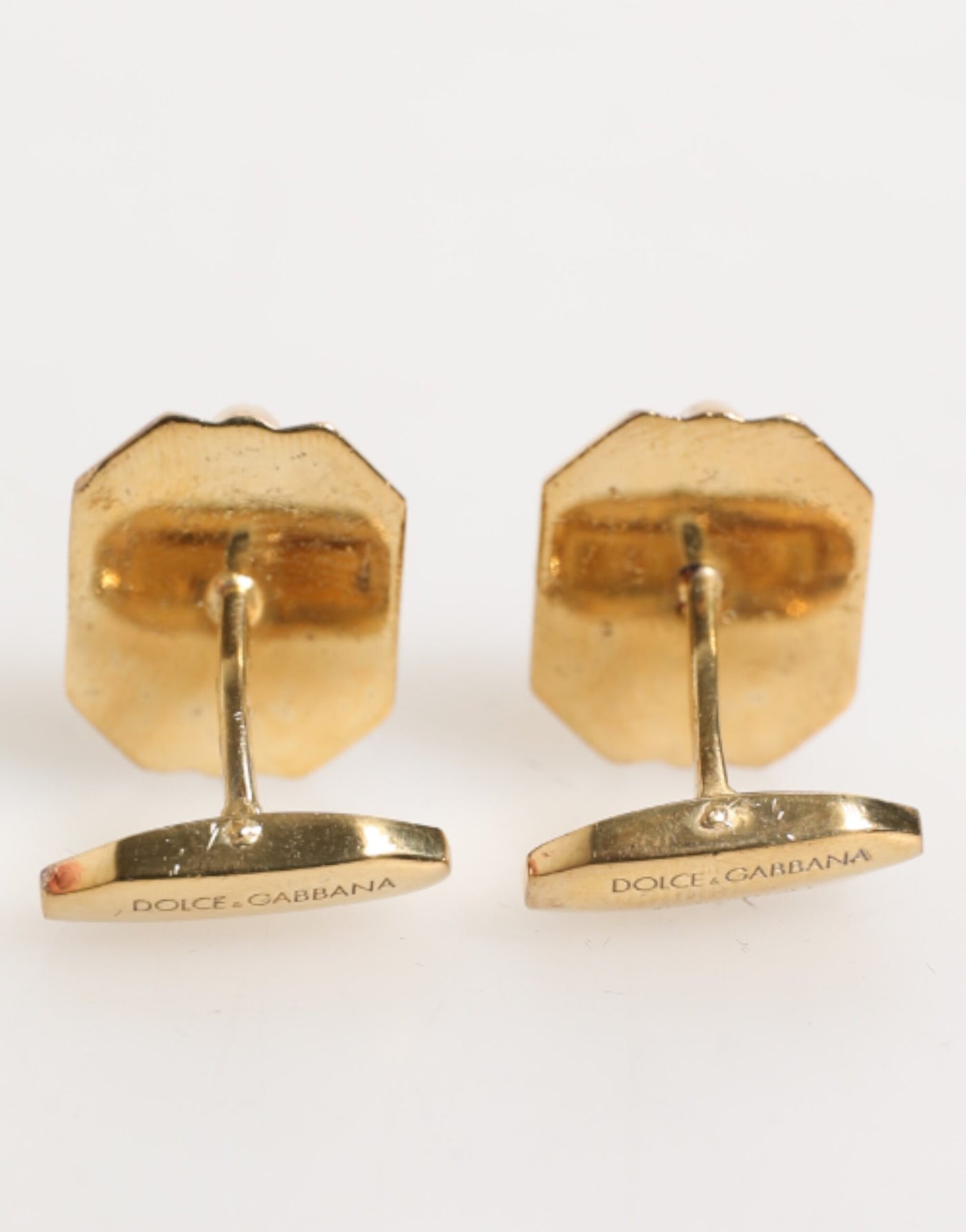 Dolce & Gabbana Emerald Green Crystal Gold Tone 925 Sterling Accessory Cufflink