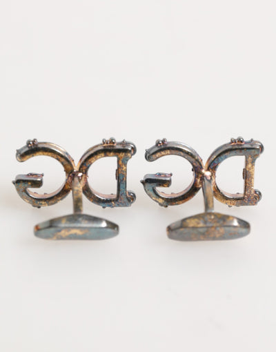 Dolce & Gabbana Gold Tone 925 Sterling Silver DG Logo Accessory Cufflink