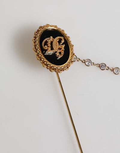 Dolce & Gabbana Lapel Pin DG Logo Gold Chain Mens Accessories Brooch
