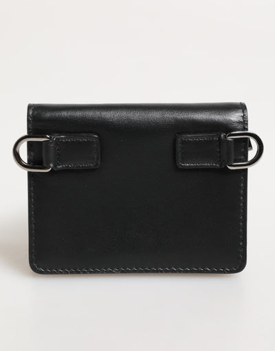 Dolce & Gabbana Black Leather DG Logo Bifold Card Holder Men Borse Wallet