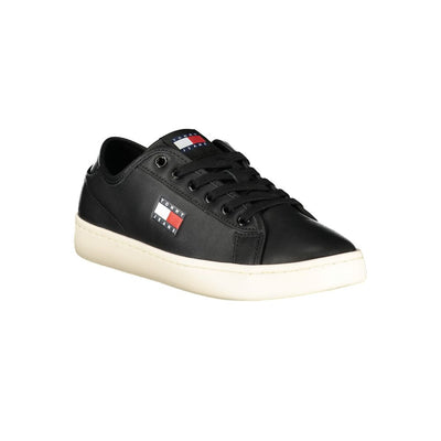 Tommy Hilfiger Zwarte Leren Dames Sneaker