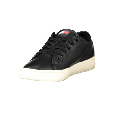 Tommy Hilfiger Zwarte Leren Dames Sneaker