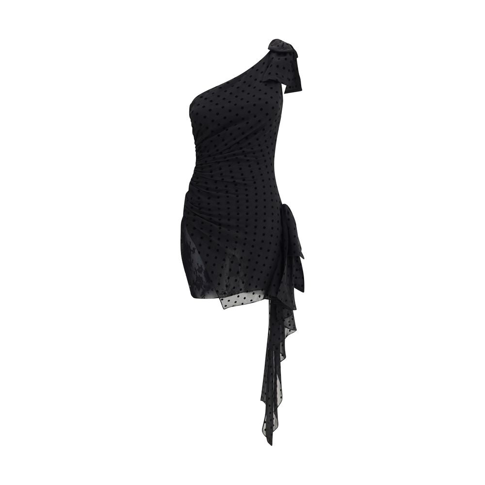 Alessandra Rich Polka-dot one-shoulder jurk