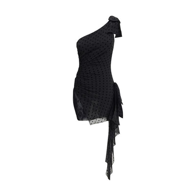 Alessandra Rich Polka-dot one-shoulder jurk