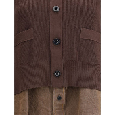 Cardigan Sacai avec empiècement en denim