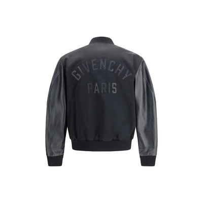 Blouson aviateur en cuir et satin Givenchy