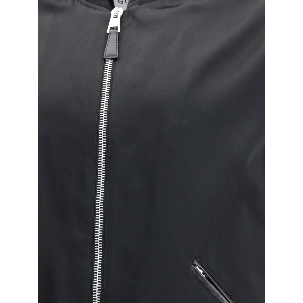 Blouson aviateur en cuir et satin Givenchy