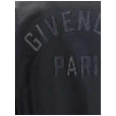 Blouson aviateur en cuir et satin Givenchy