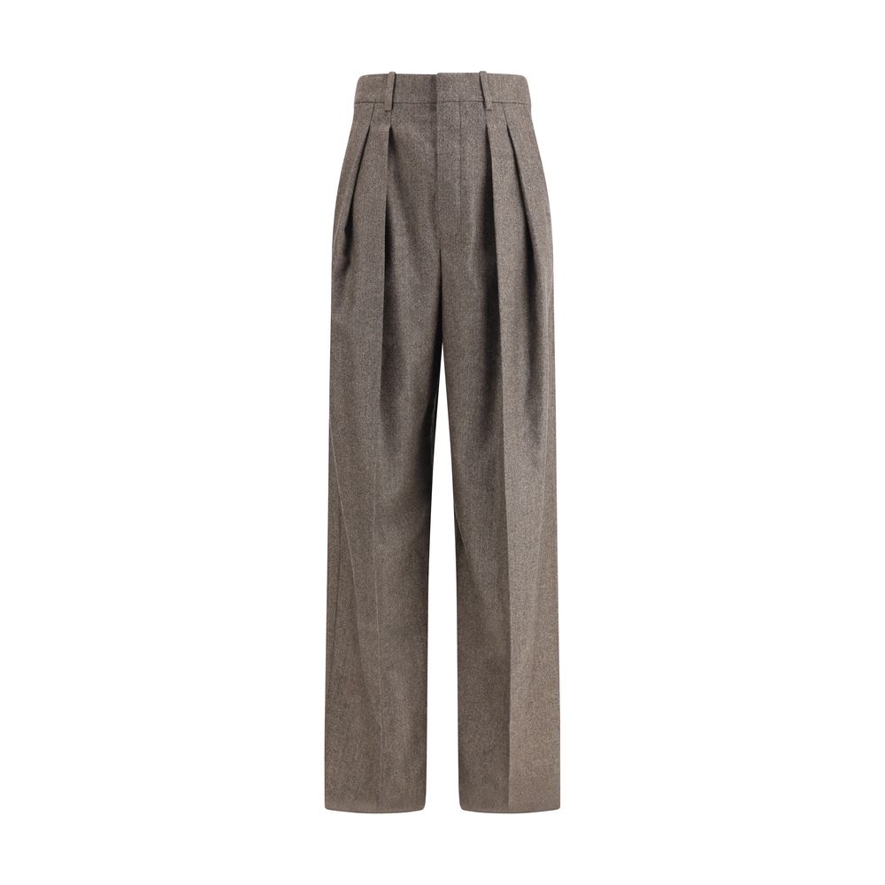 Pantalon large à motif chevrons en laine Saint Laurent