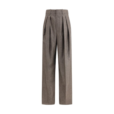 Pantalon large à motif chevrons en laine Saint Laurent