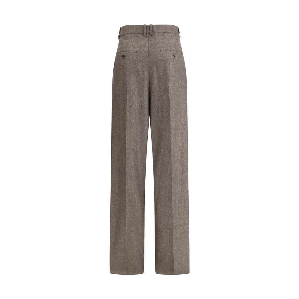 Pantalon large à motif chevrons en laine Saint Laurent