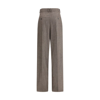 Pantalon large à motif chevrons en laine Saint Laurent