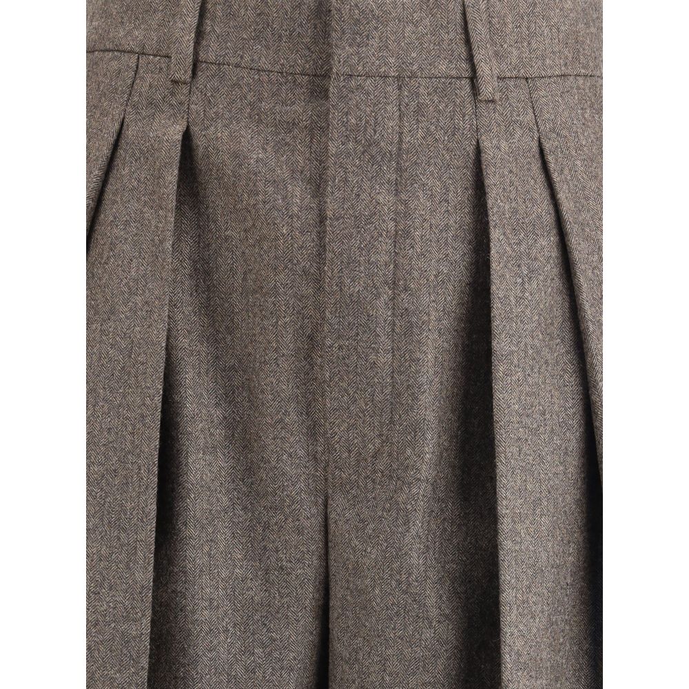 Pantalon large à motif chevrons en laine Saint Laurent