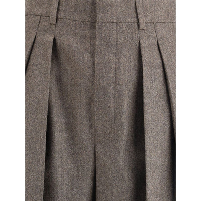 Pantalon large à motif chevrons en laine Saint Laurent