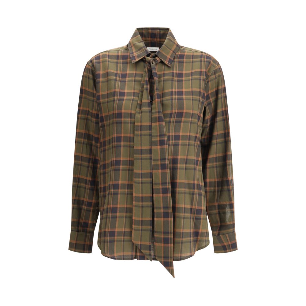 Saint Laurent Cassandre geruit lavallière overhemd