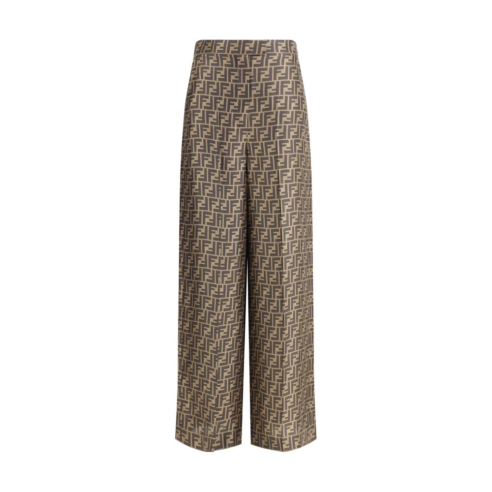 Pantalon en soie à motif monogramme Fendi