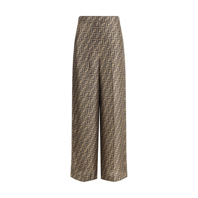 Pantalon en soie à motif monogramme Fendi