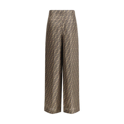 Pantalon en soie à motif monogramme Fendi