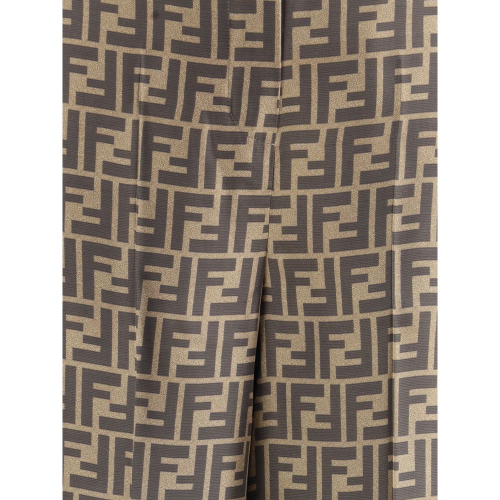 Pantalon en soie à motif monogramme Fendi