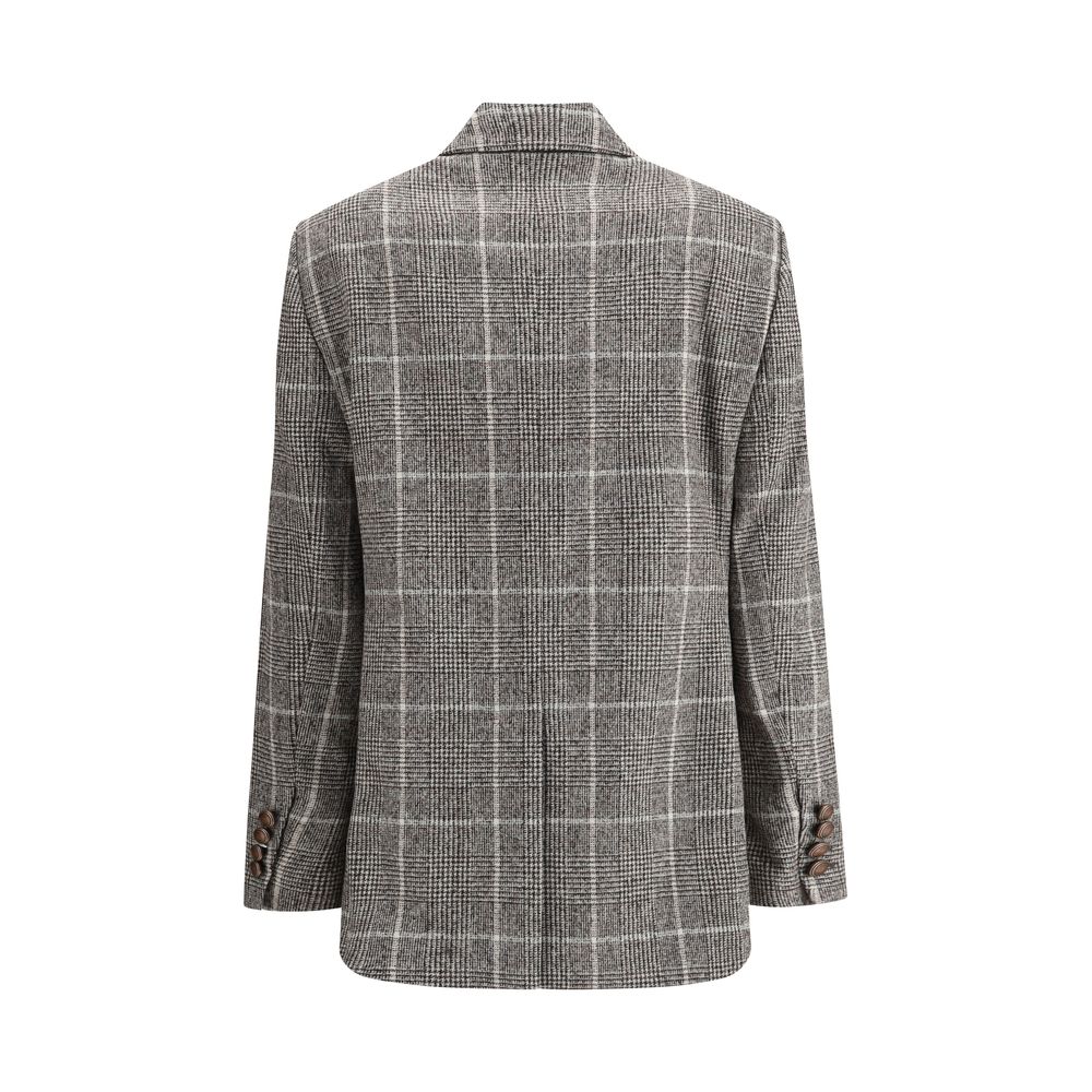 Brunello Cucinelli Blazer Prince de Galles en alpaga et laine