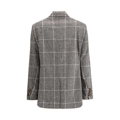 Brunello Cucinelli Blazer Prince de Galles en alpaga et laine