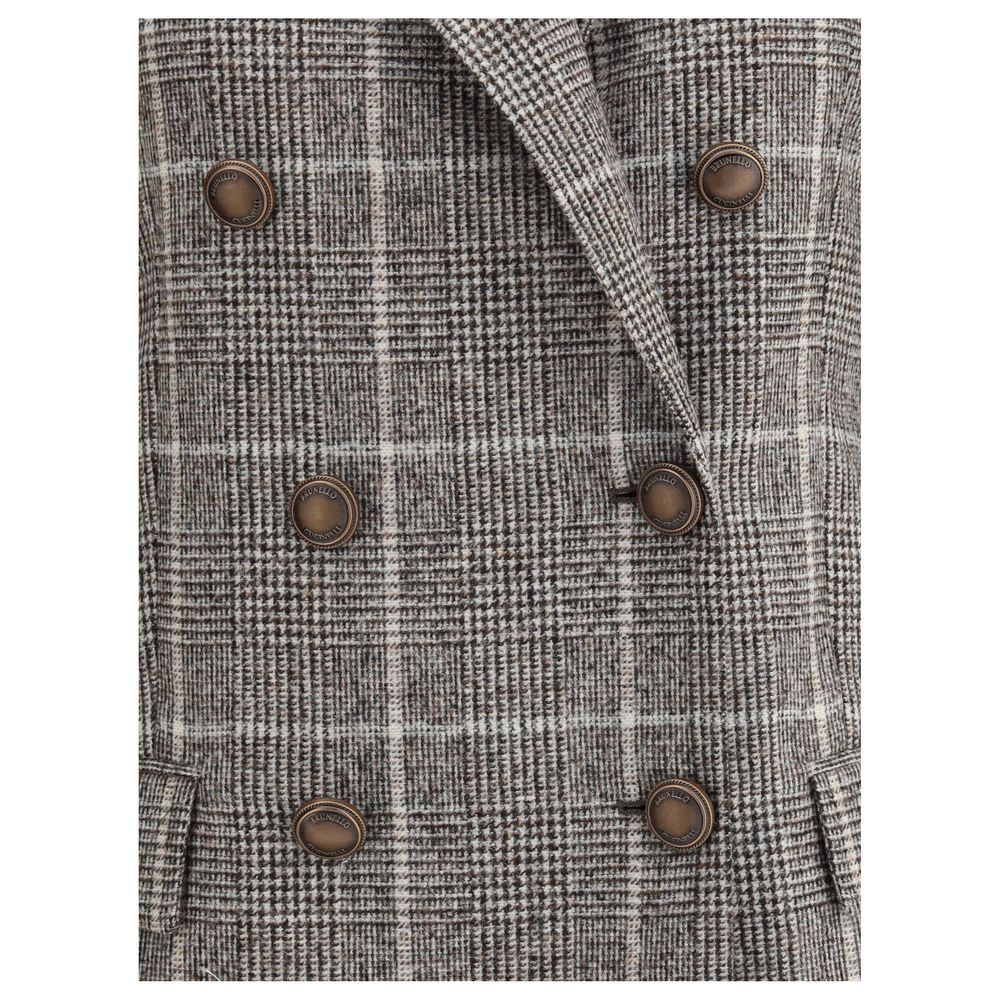 Brunello Cucinelli Blazer Prince de Galles en alpaga et laine