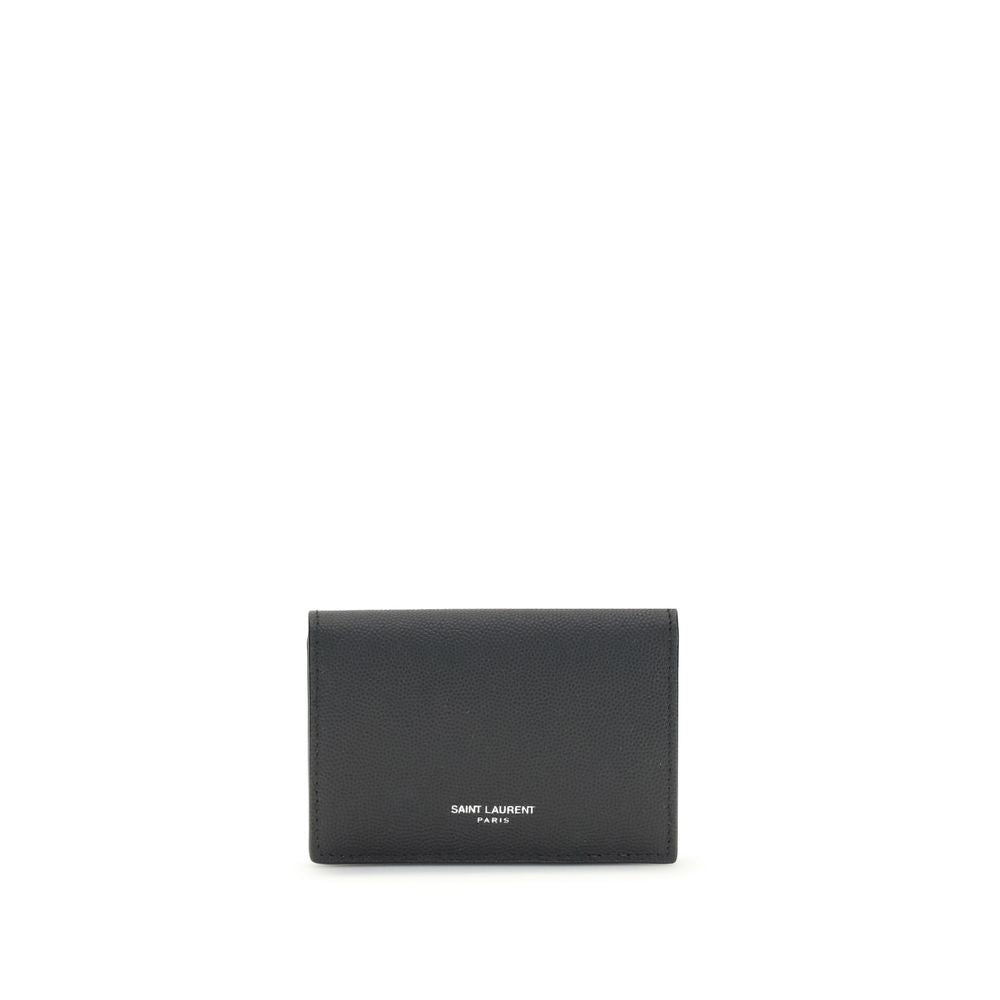 Saint Laurent Grain de poudre leren visitekaartjeshouder