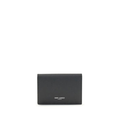 Saint Laurent Grain de poudre leren visitekaartjeshouder