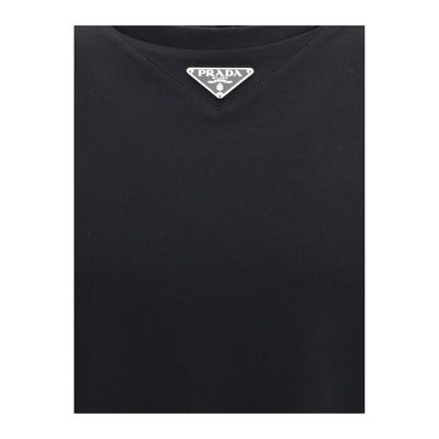 Prada T-shirt met driehoekige plaquette