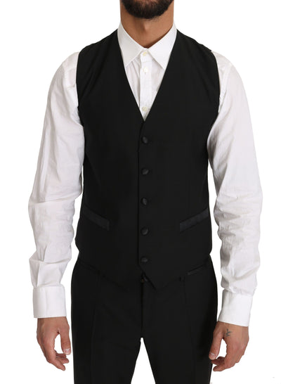 Dolce &amp; Gabbana Zwarte Wollen Jurk Gilet Gilet