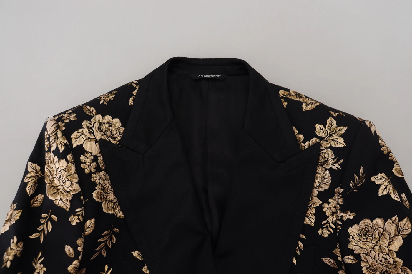 Blazer Dolce &amp; Gabbana brodé de fleurs noires et dorées