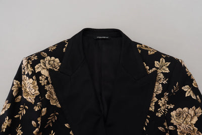 Blazer Dolce &amp; Gabbana brodé de fleurs noires et dorées