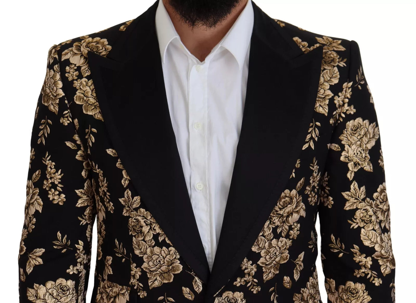 Blazer Dolce &amp; Gabbana brodé de fleurs noires et dorées