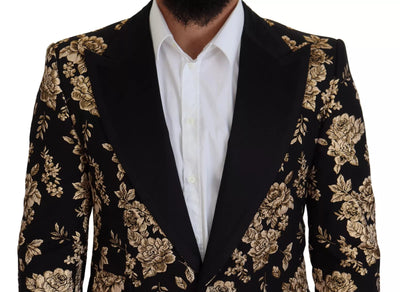 Blazer Dolce &amp; Gabbana brodé de fleurs noires et dorées