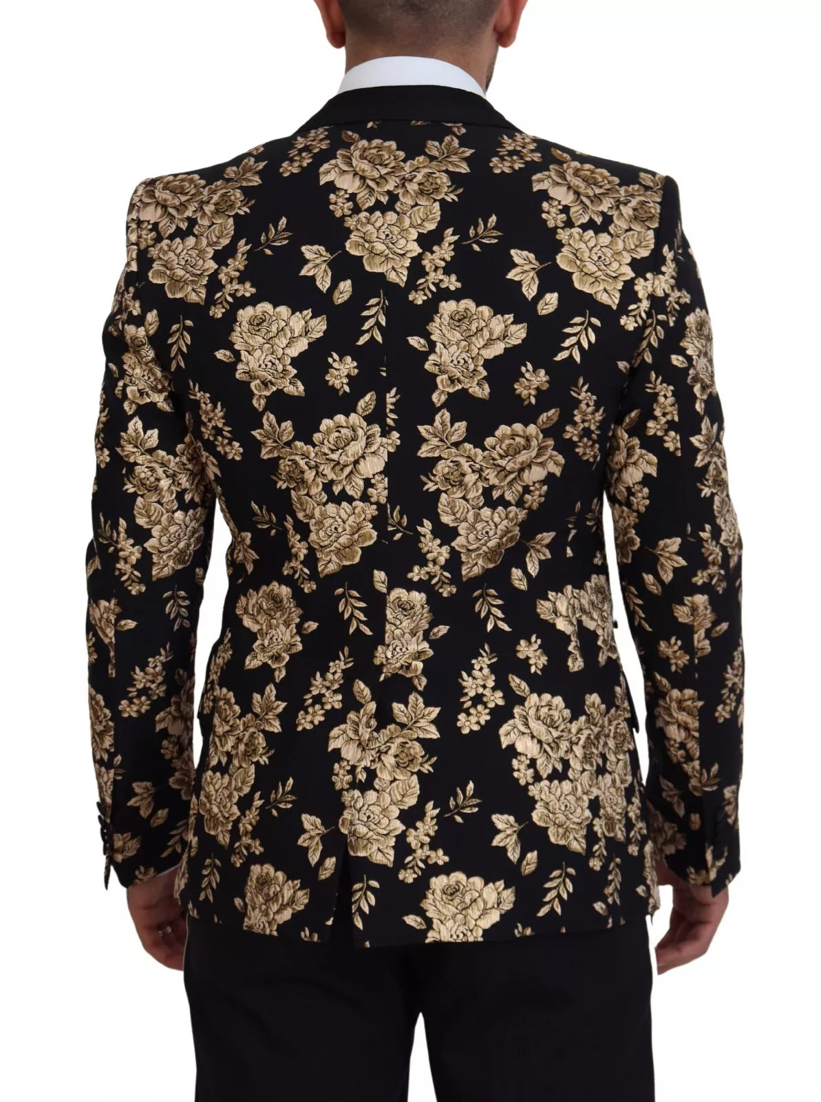 Blazer Dolce &amp; Gabbana brodé de fleurs noires et dorées