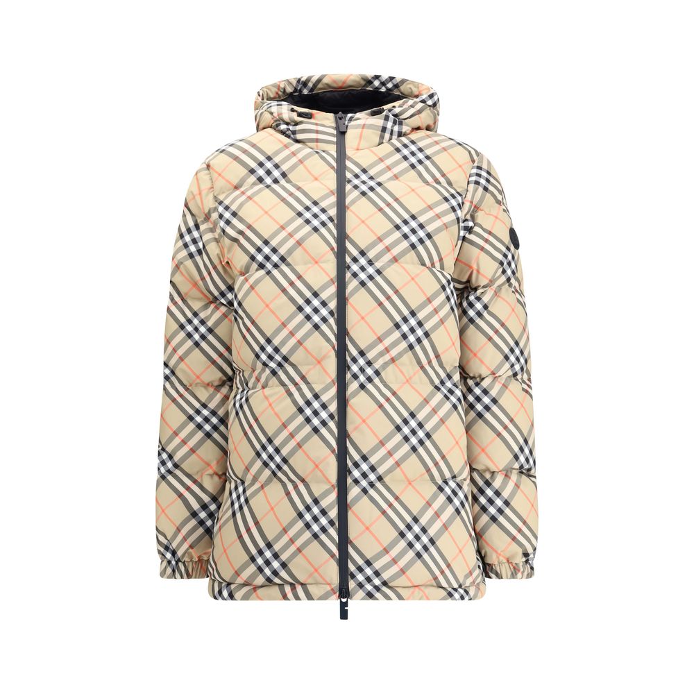 Burberry geruite donsjas met capuchon
