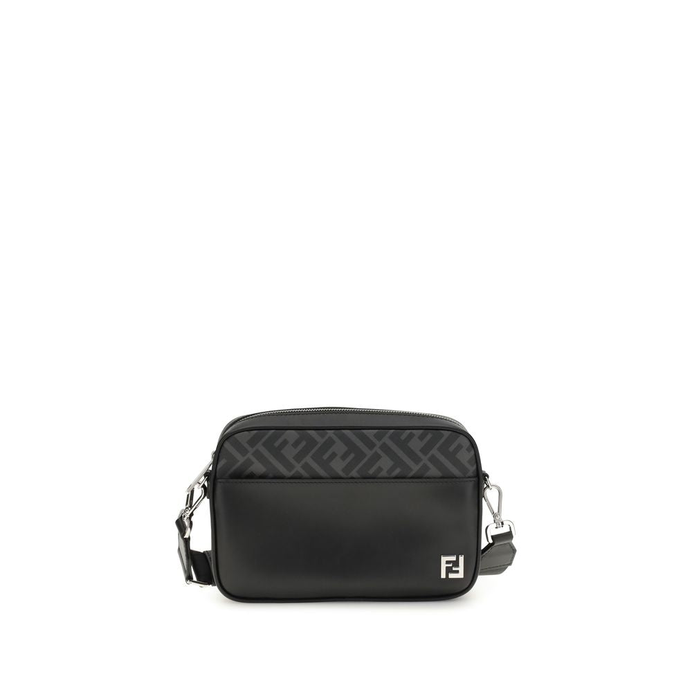 Fendi FF schoudertas van leer en canvas