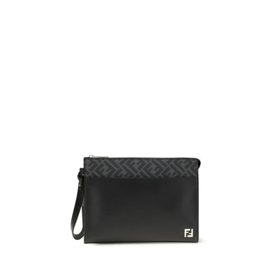 Pochette en cuir et toile Fendi FF