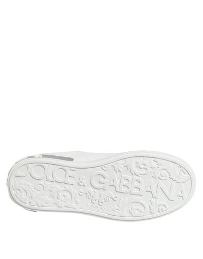 Dolce & Gabbana White Purple Leather Low Top Sneakers Shoes