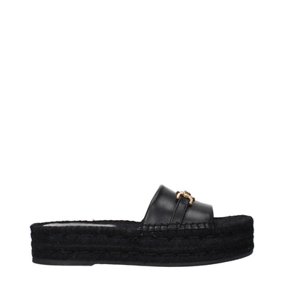 Versace Zwarte Leren Pantoffels Sandalen